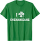 I Love Shenanigans St Patricks Day Shamrock Men Women Kids T-Shirt - T-Shirt | Irish Green