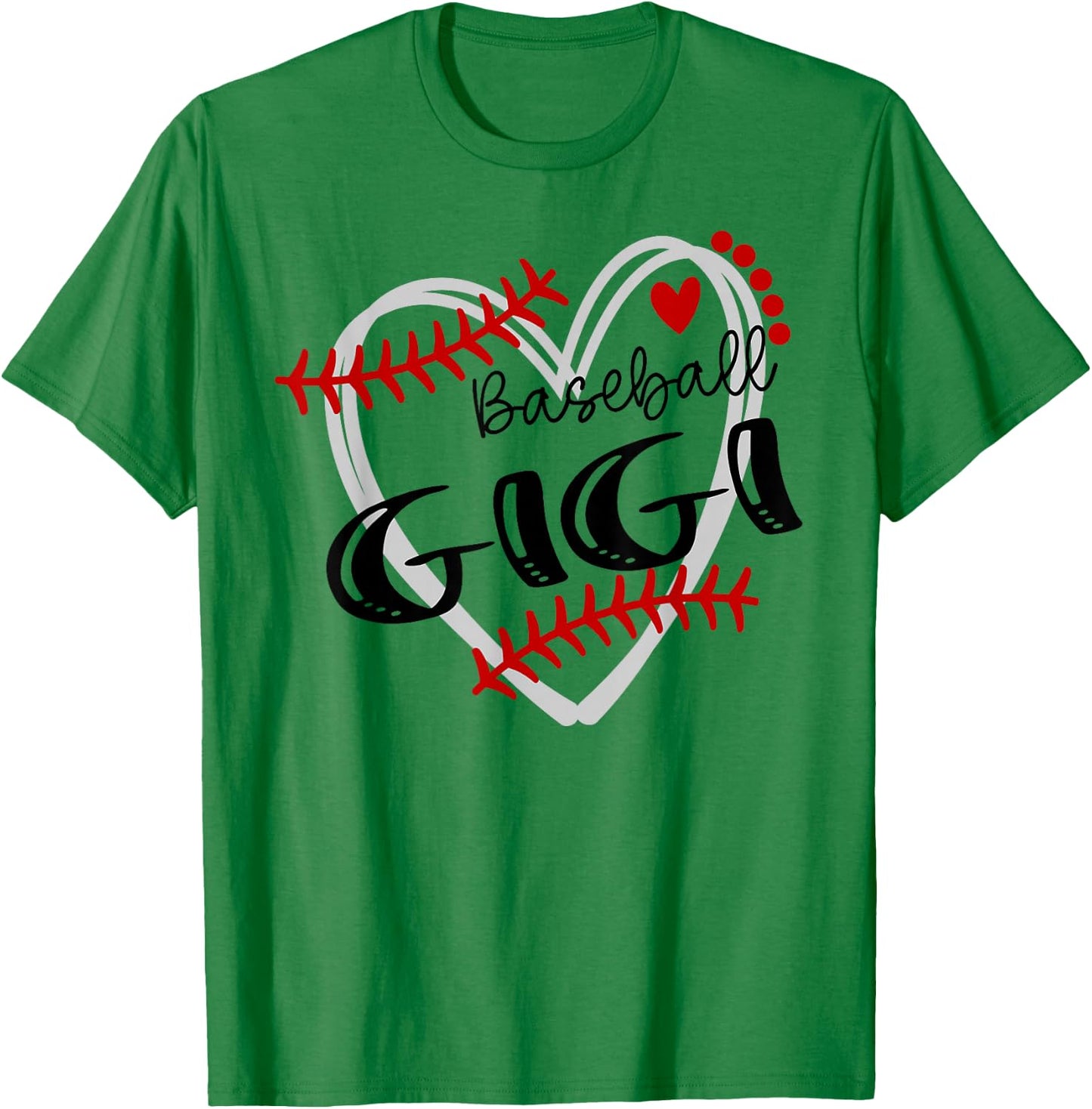 Personalized Baseball Heart Cute Gigi Women Baseball T-Shirt - T-Shirt | Irish Green