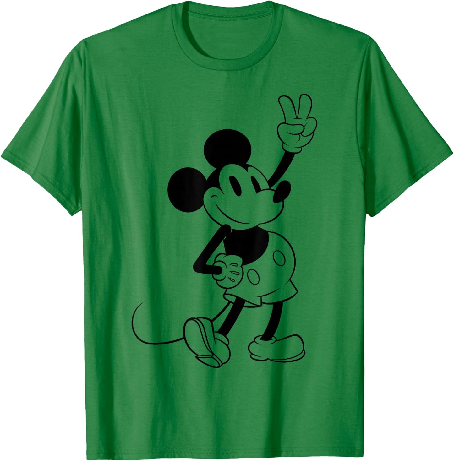 Disney Mickey And Friends Mickey Peace Outline T-Shirt - T-Shirt | Irish Green