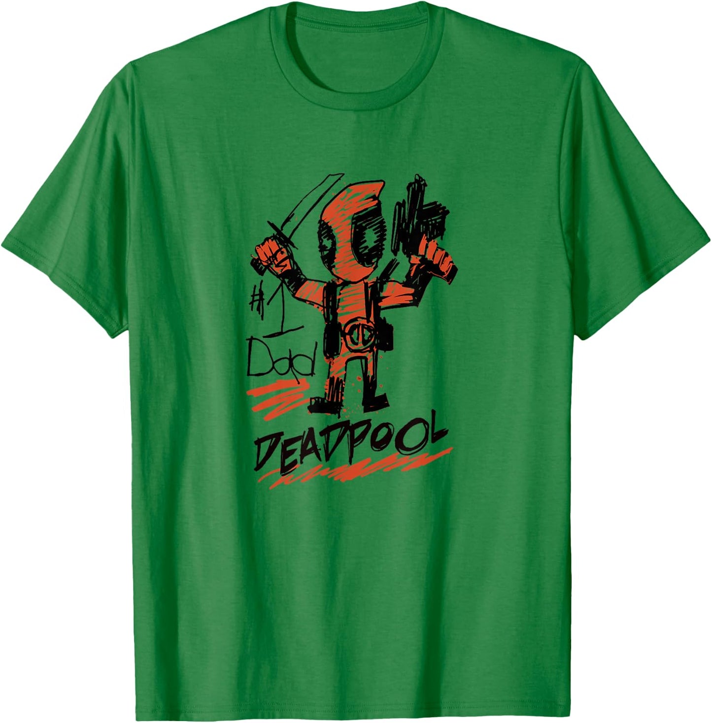 Marvel Deadpool #1 Dad Deadpool Sketch Father's Day T-Shirt - T-Shirt | Irish Green