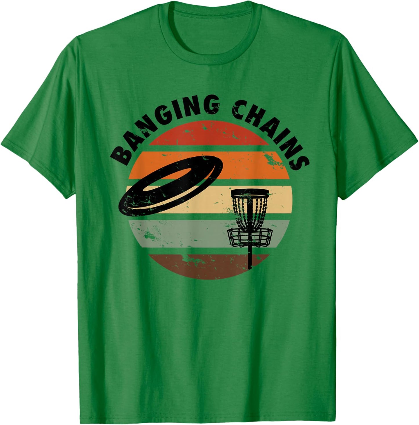 Banging Chains Disc Golf Retro Frisbee T-Shirt - T-Shirt | Irish Green
