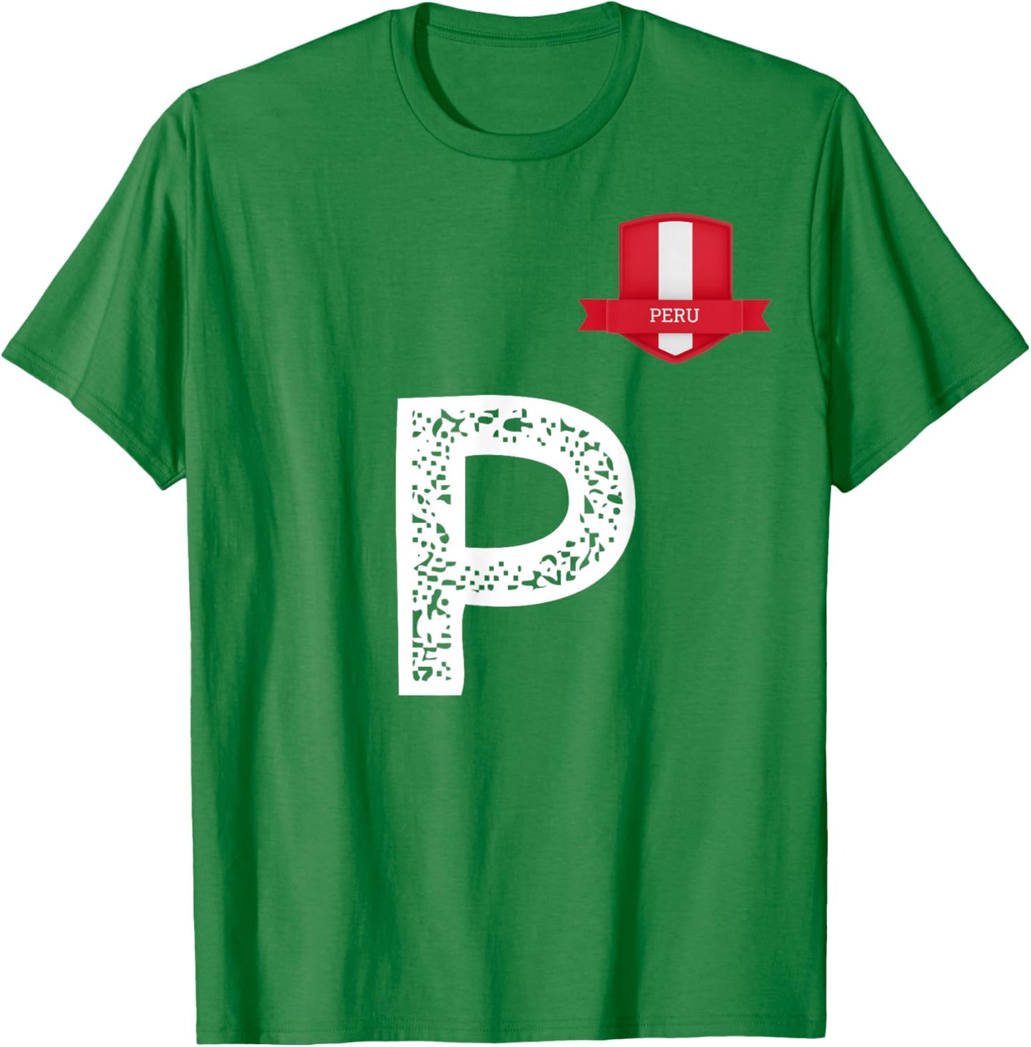 Peru Human Flag Letter P Peru T-Shirt - T-Shirt | Irish Green