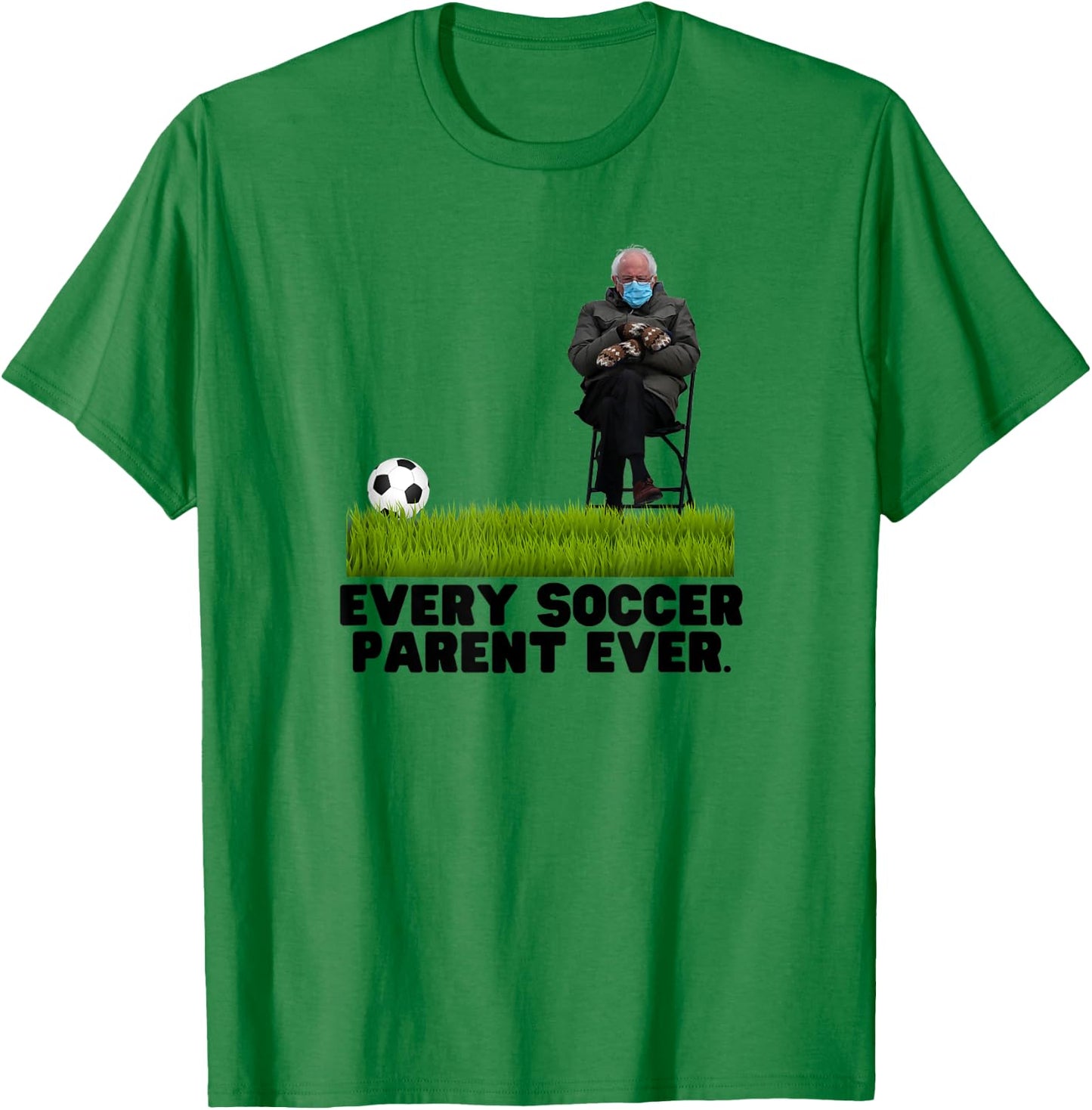 Funny Bernie Sanders Chair Meme Mittens Soccer Ball Mom T-Shirt - T-Shirt | Irish Green