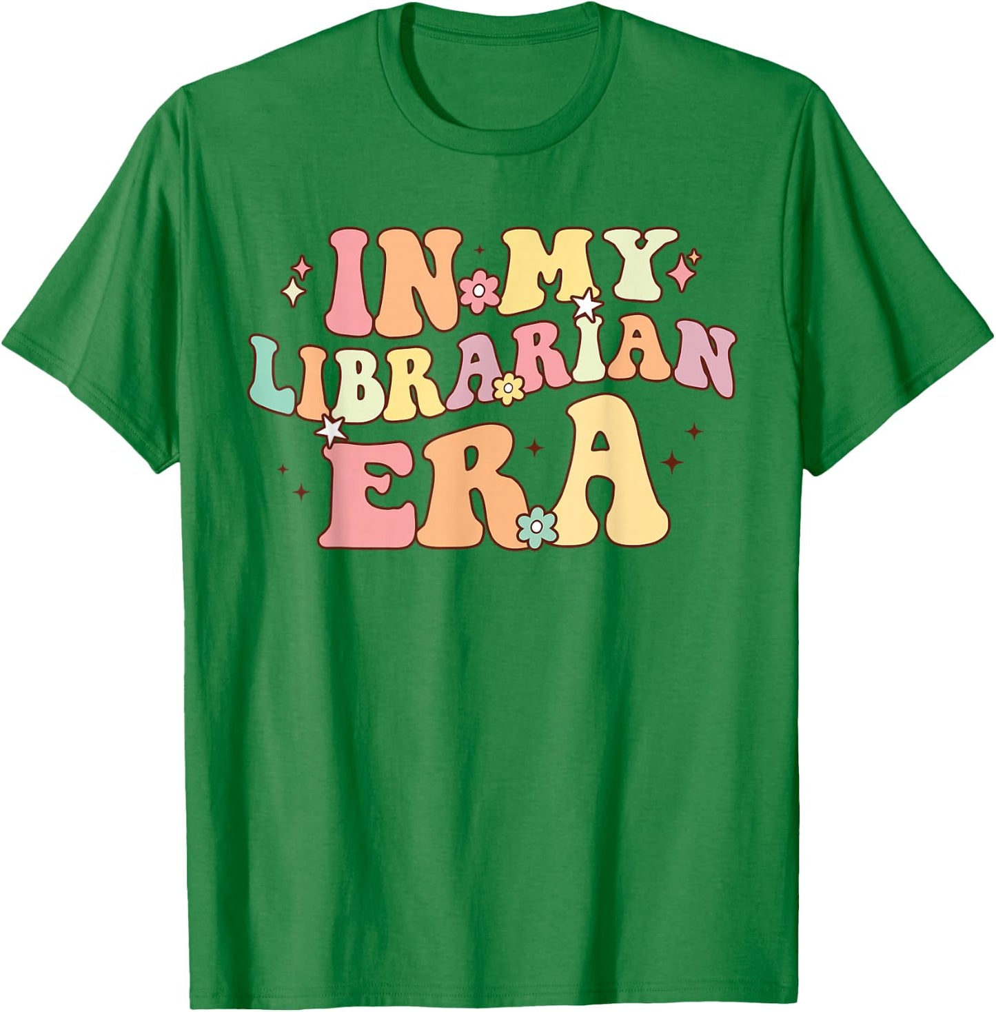 in My Librarian Era Retro Back to School Bookworm Book Lover T-Shirt - T-Shirt | Irish Green