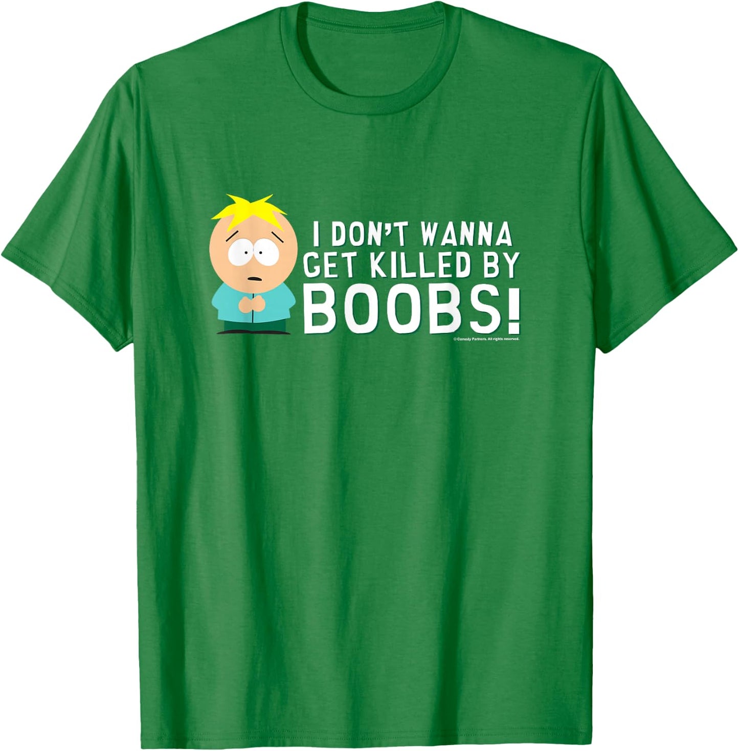 South Park Butters Killed By Boobs T-Shirt - T-Shirt | Irish Green