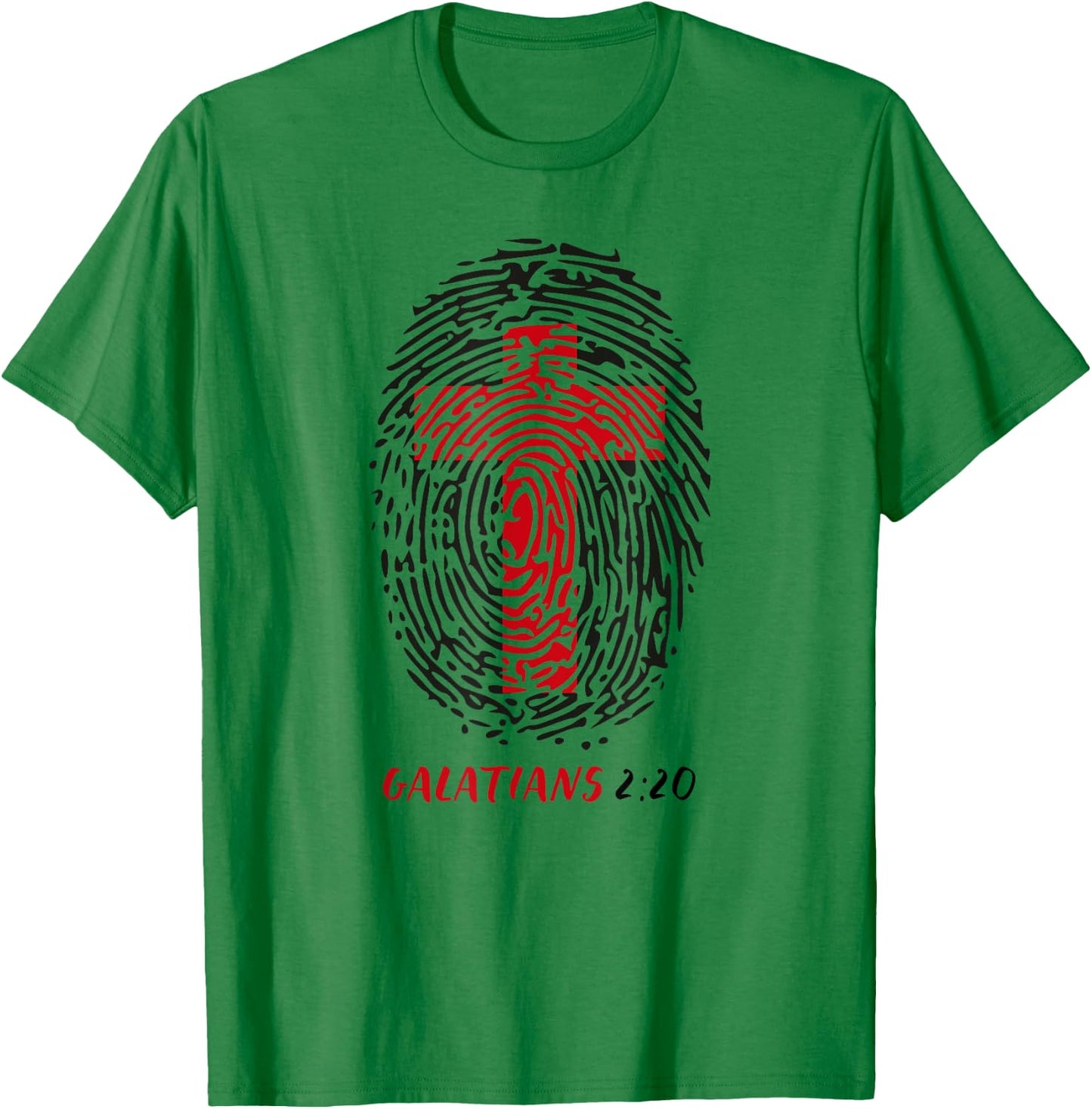 Galatians 2:20 - My Identity in Christ Cross in Thumbprint T-Shirt - T-Shirt | Irish Green