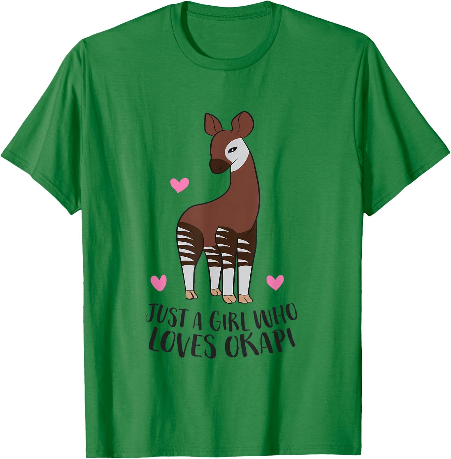Cute Okapi Girl Just a Girl Who Loves Okapis T-Shirt - T-Shirt | Irish Green