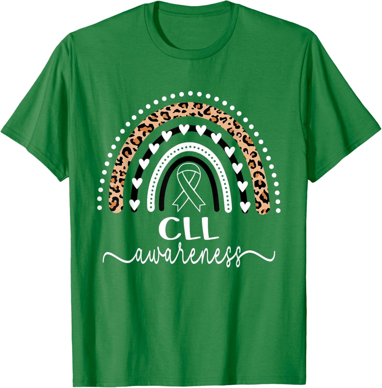 Leukemia CLL Awareness Wear Orange Leopard Rainbow T-Shirt - T-Shirt | Irish Green