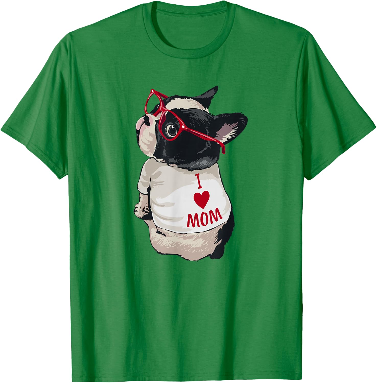 Girls I Heart Mom Love Mama Boston Terrier Dog Lover T-Shirt - T-Shirt | Irish Green