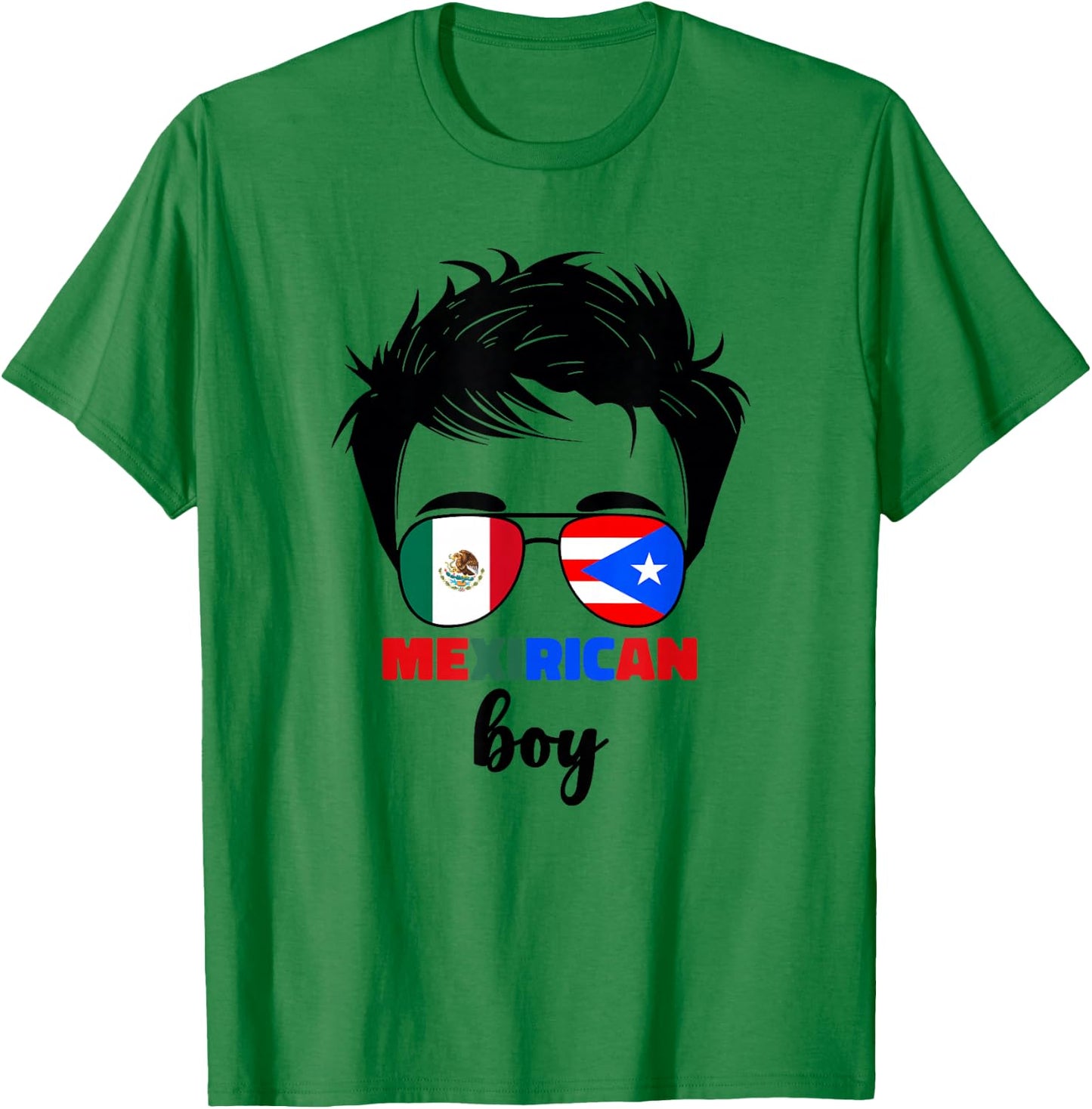 Mexirican Boys Kids Half Mexican And Puerto Rican Rico Flag T-Shirt - T-Shirt | Irish Green