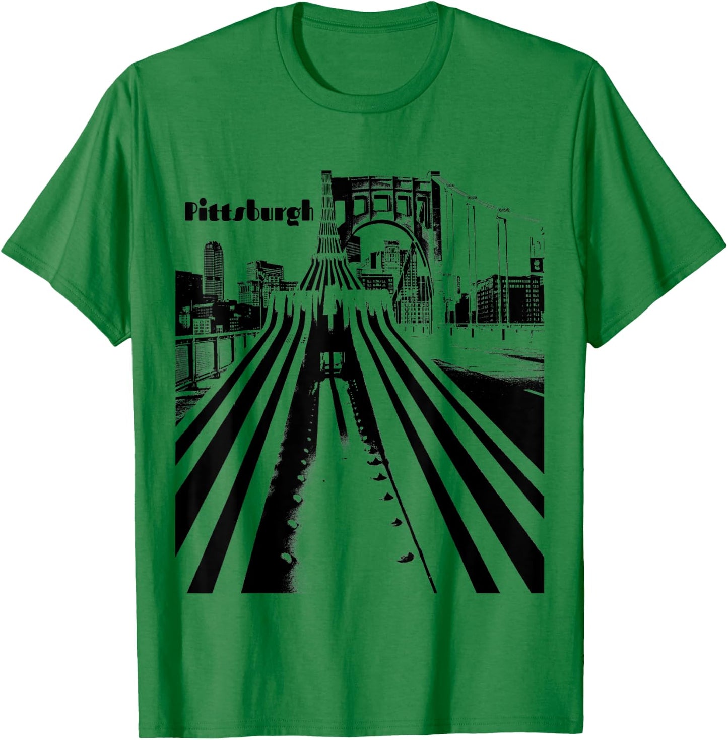 Pittsburgh City Skyline Bridge Steel City Pennsylvania 412 T-Shirt - T-Shirt | Irish Green