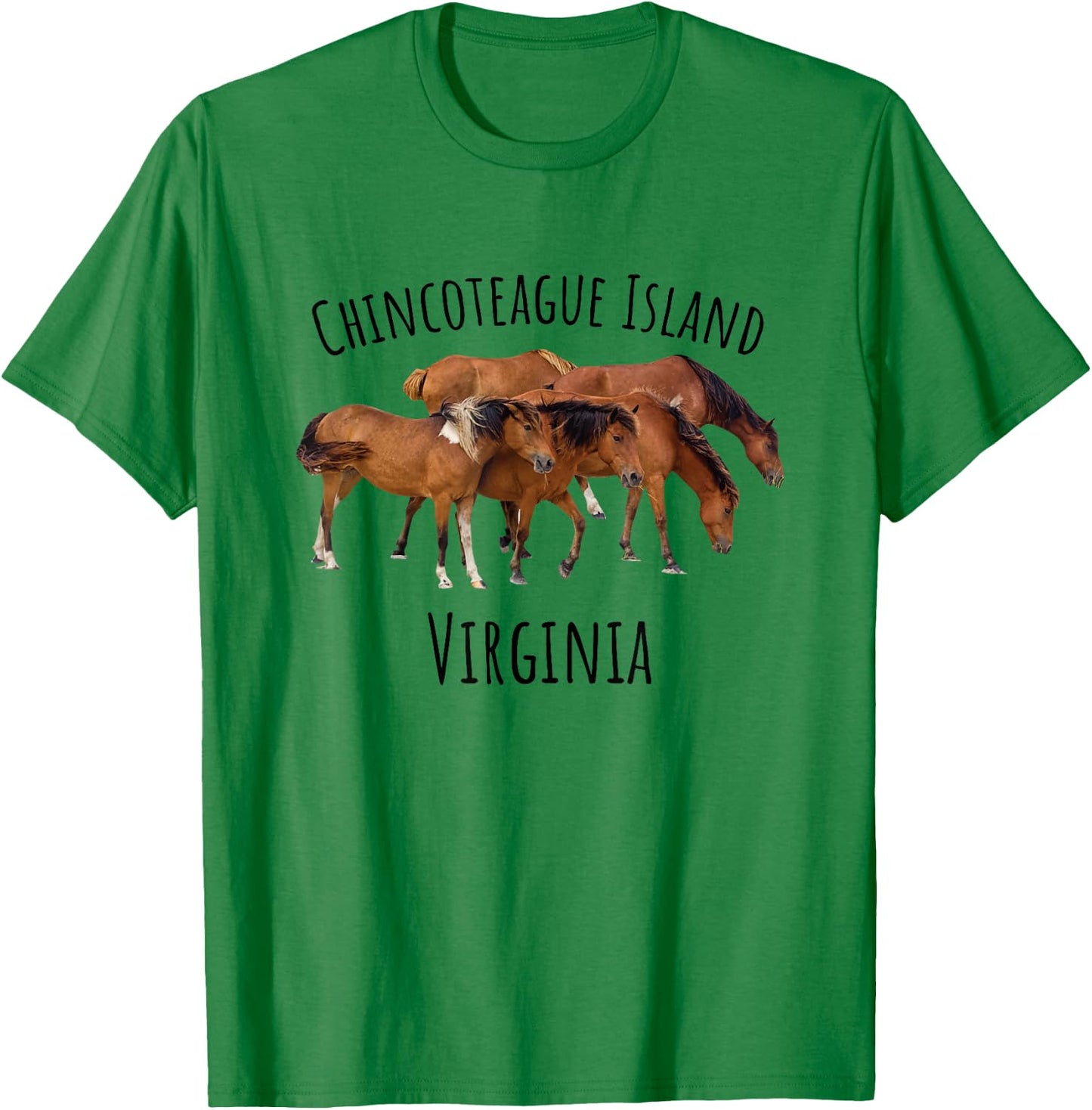 Chincoteague Island Virginia Horse Assateague Pony T-Shirt - T-Shirt | Irish Green