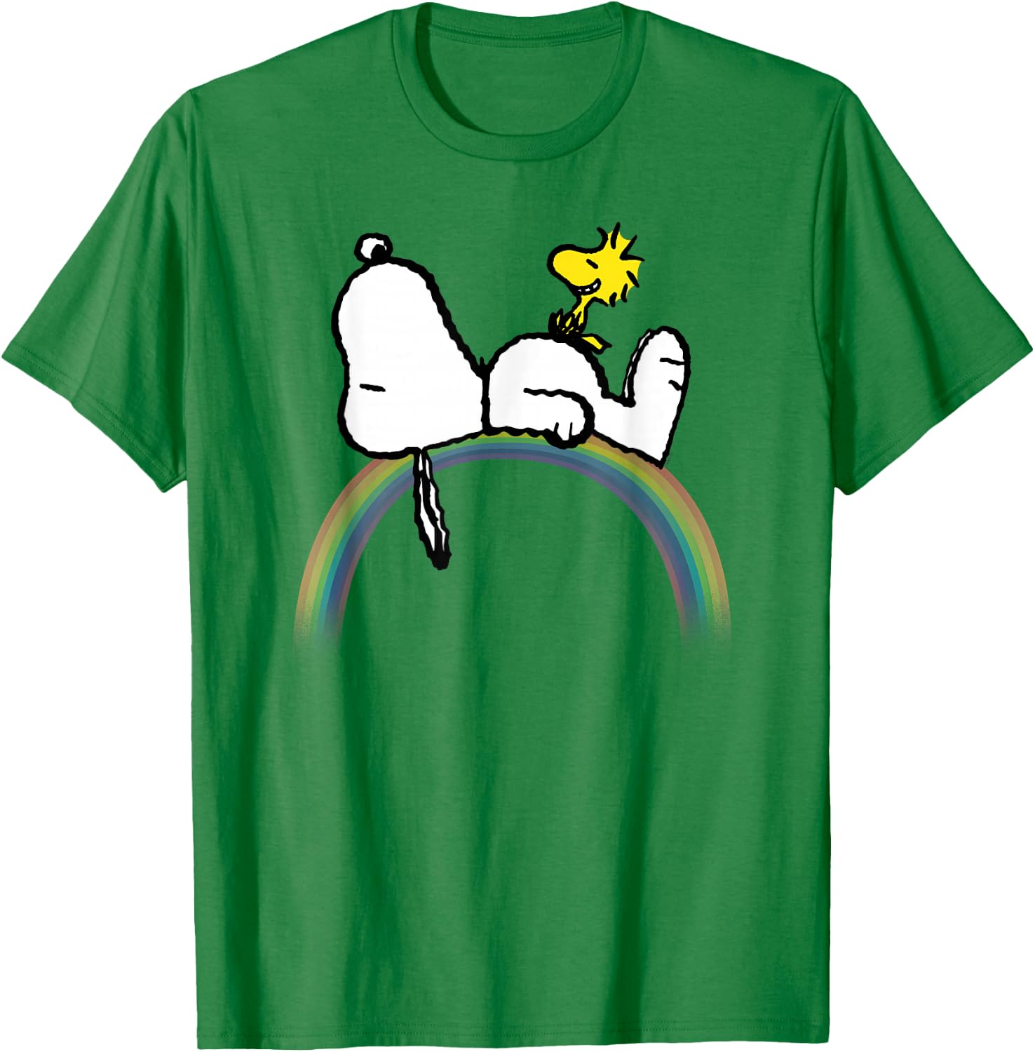 Peanuts Snoopy Woodstock Rainbow T-Shirt - T-Shirt | Irish Green