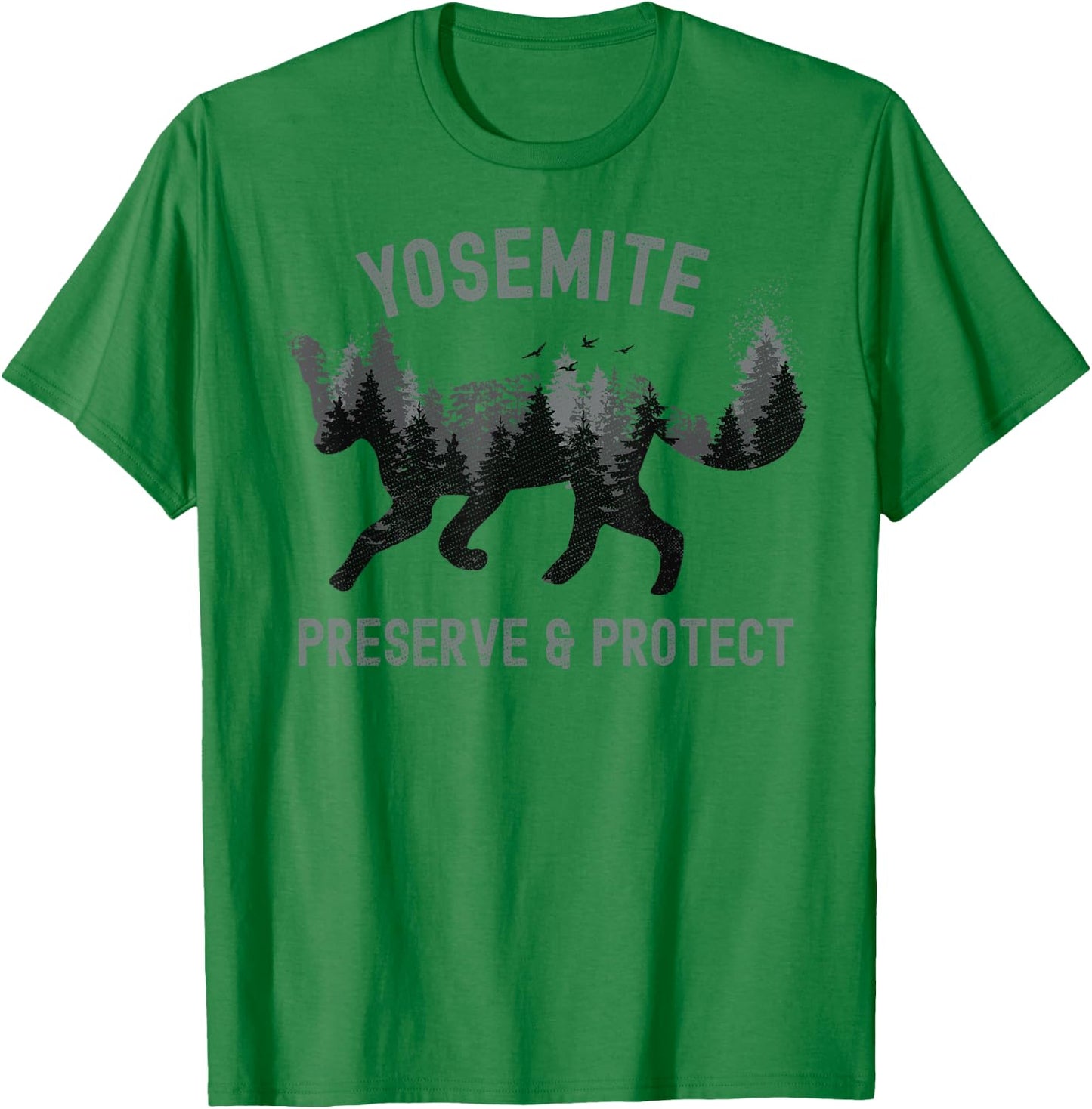 Preserve & Protect Fox Yosemite Vintage Wildlife T-Shirt - T-Shirt | Irish Green