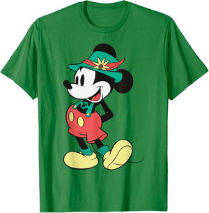Disney Mickey And Friends Mickey Mouse Lederhosen Portrait T-Shirt - T-Shirt | Irish Green