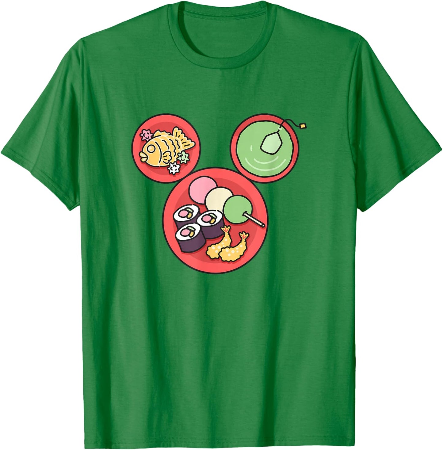 Disney Mickey and Friends Japanese Food Plates Mickey Ears T-Shirt - T-Shirt | Irish Green