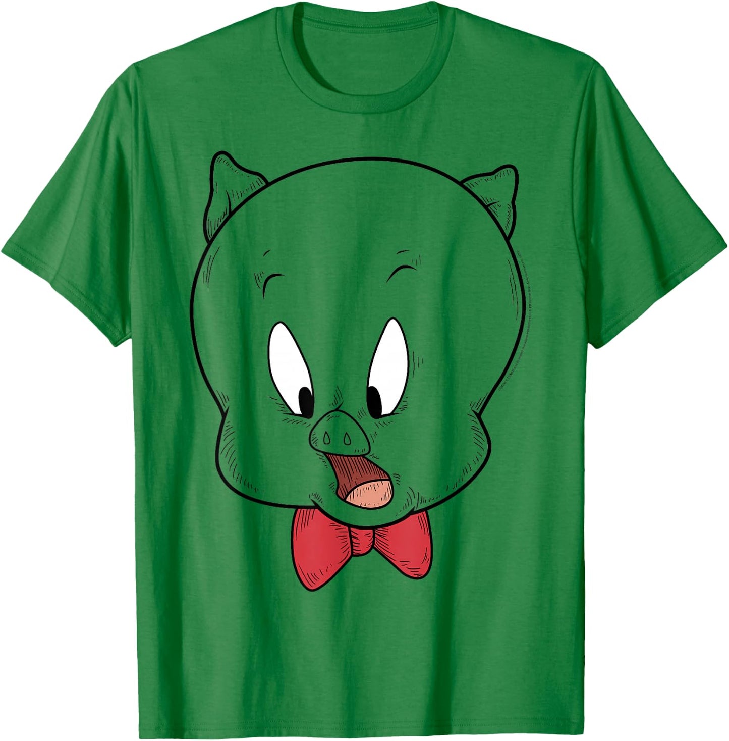 Looney Tunes Porky Pig Face Line Art T-Shirt - T-Shirt | Irish Green