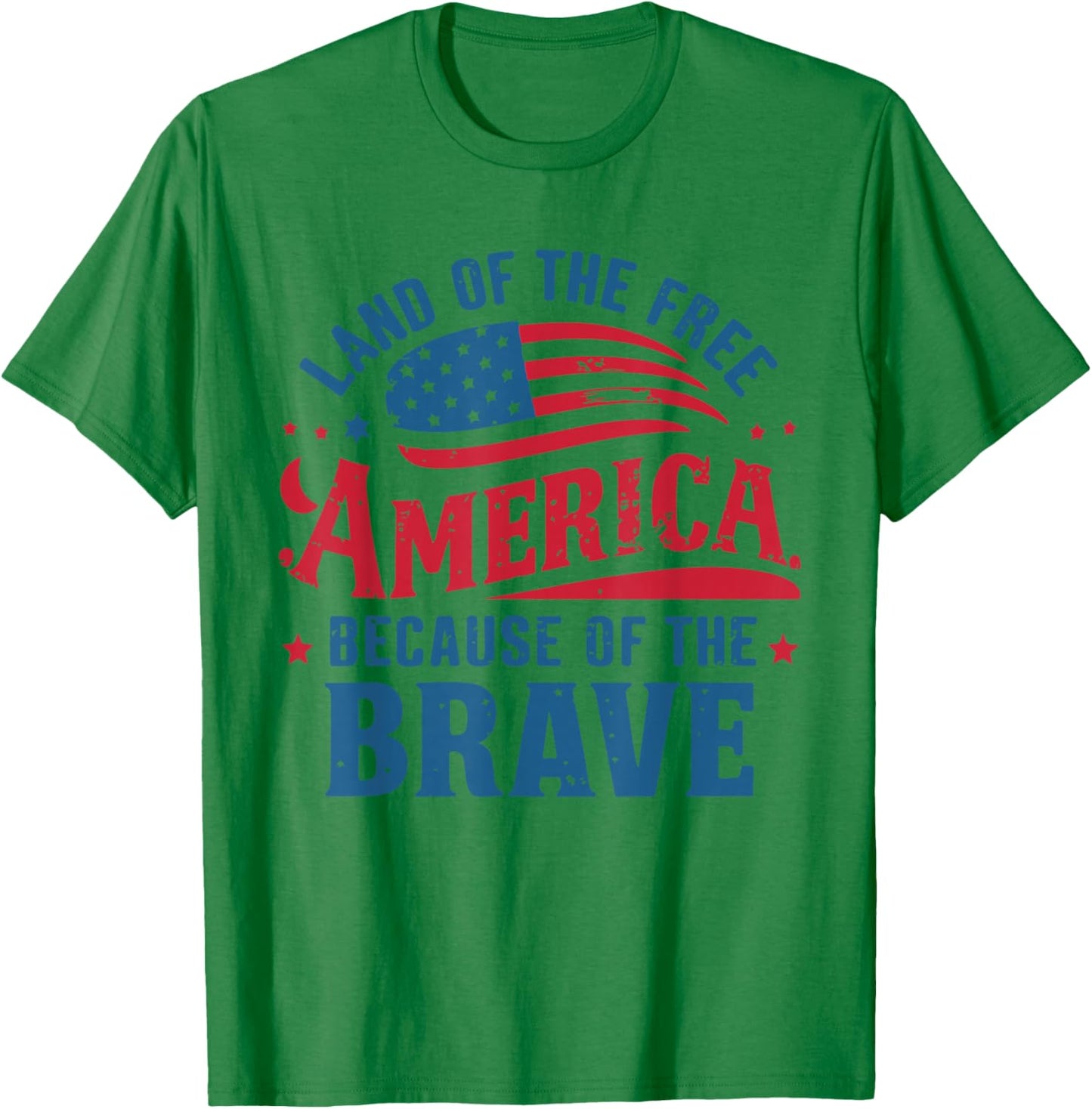 Flag Patriotic USA 4th Of July Land of the Free Home Brave T-Shirt - T-Shirt | Irish Green