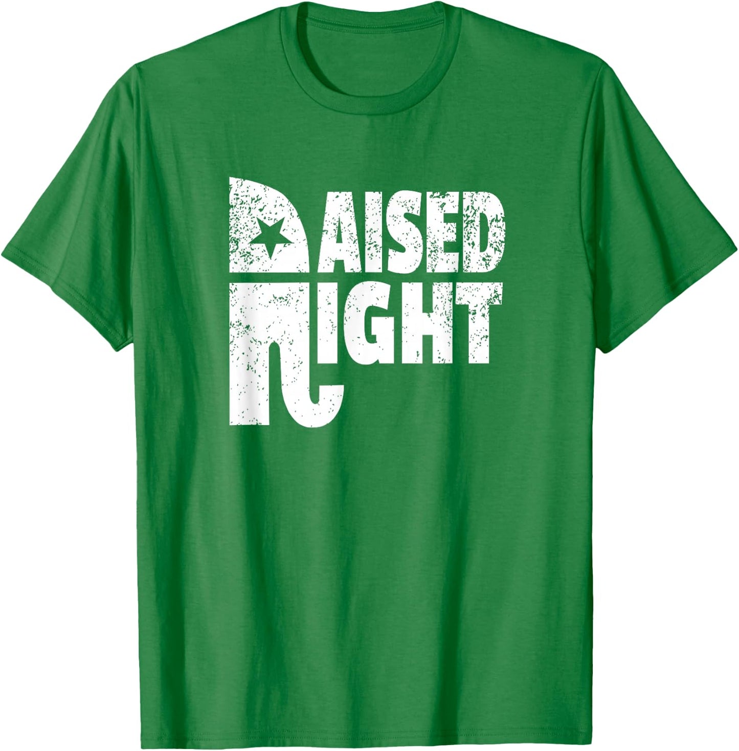 Funny Raised Right Elephant Vote Republican Party Red State T-Shirt - T-Shirt | Irish Green