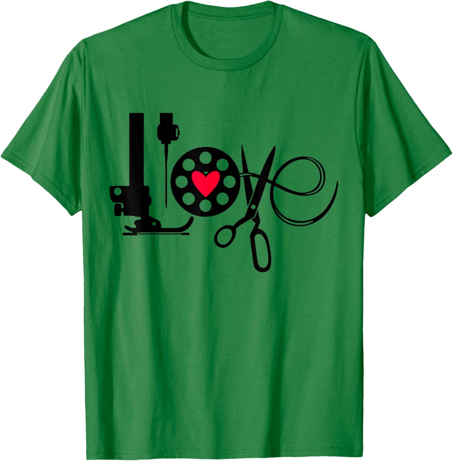 QuiltIing Sewing Heart Love Quilting Quilter Sewer Sewing T-Shirt - T-Shirt | Irish Green