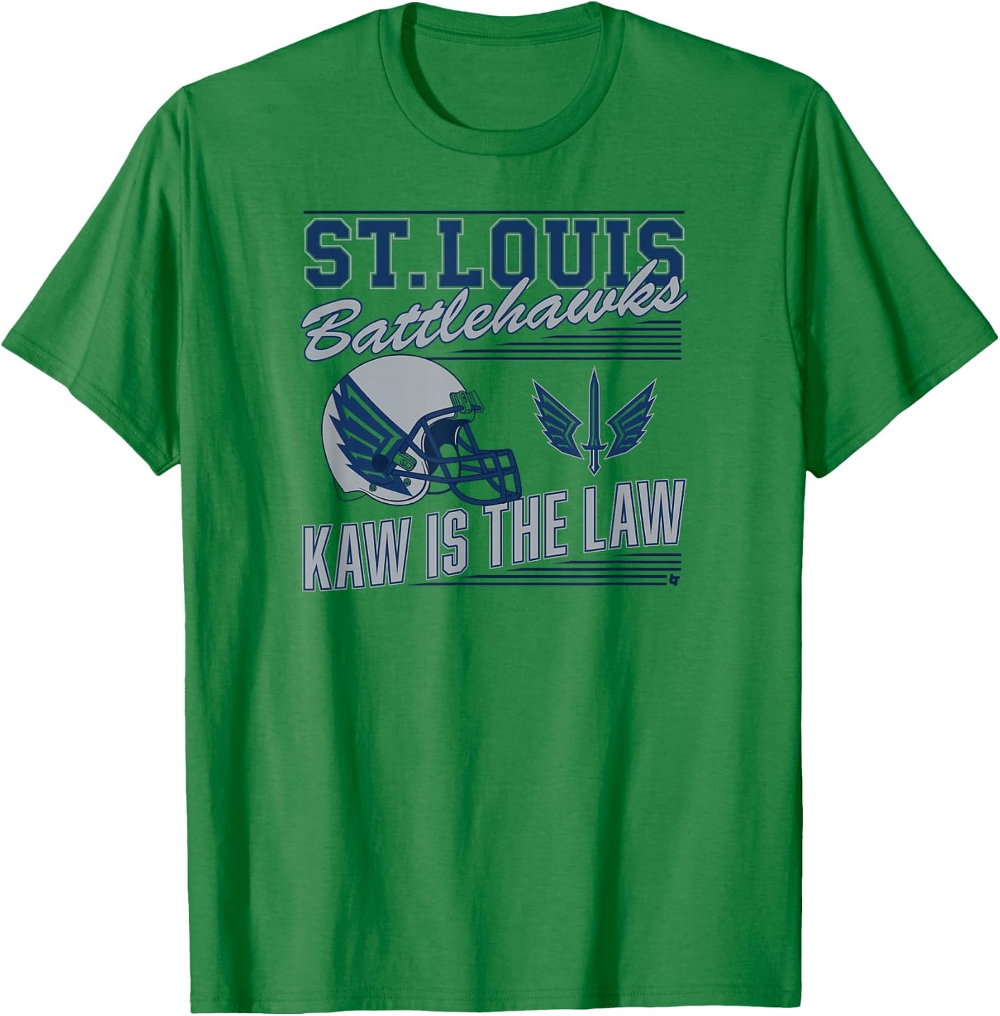 St. Louis Battlehawks - Retro Kaw is The Law (White) - UFL T-Shirt - T-Shirt | Irish Green