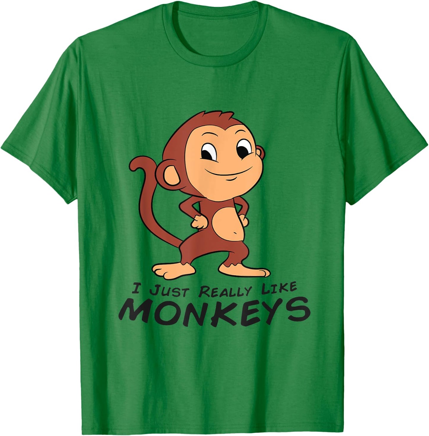 I Just Really Like Monkeys Cute Monkey T-Shirt - T-Shirt | Irish Green