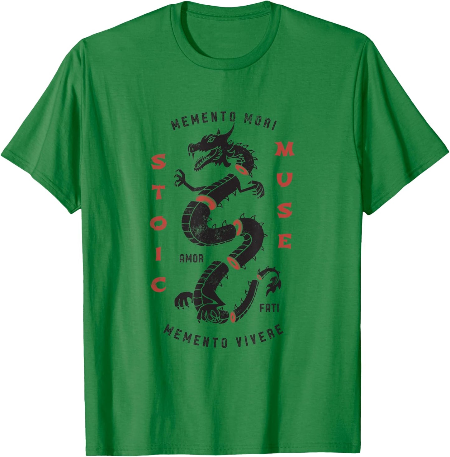 Stoic Quote | Memento Mori | Dragon Graphic T-Shirt - T-Shirt | Irish Green
