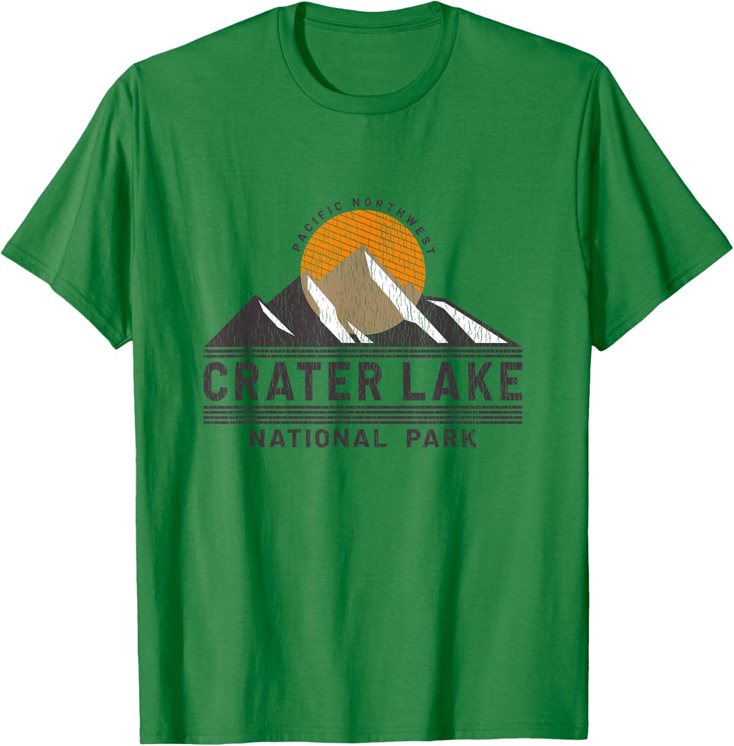 Retro Crater Lake National Park - Pacific Northwest Souvenir T-Shirt - T-Shirt | Irish Green