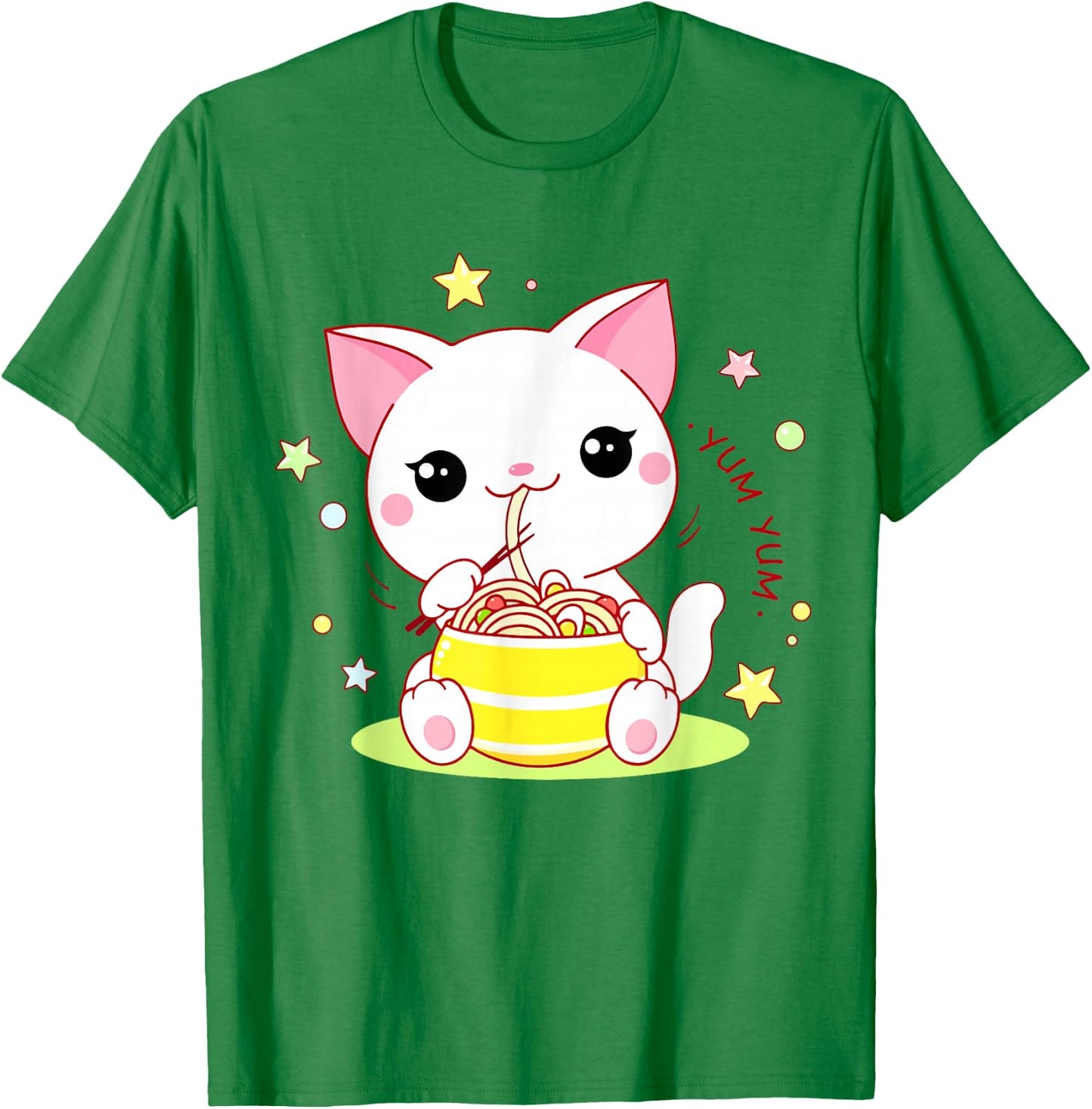 Girl Cat Ramen Noodle Cute Teen Girl Toddler Kawaii Anime T-Shirt - T-Shirt | Irish Green