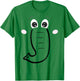 Elephant Face, Cartoon Style, Easy Halloween Costume T-Shirt - T-Shirt | Irish Green