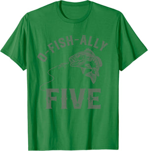 O-fish-ally Five Birthday Decorations 5th Birthday Boy T-Shirt - T-Shirt | Irish Green