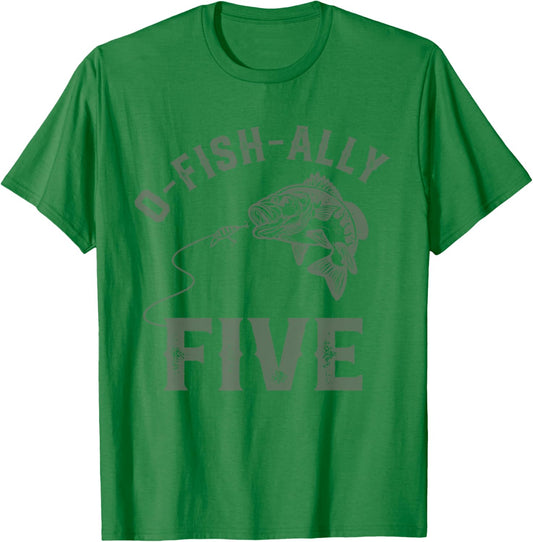 O-fish-ally Five Birthday Decorations 5th Birthday Boy T-Shirt - T-Shirt | Irish Green