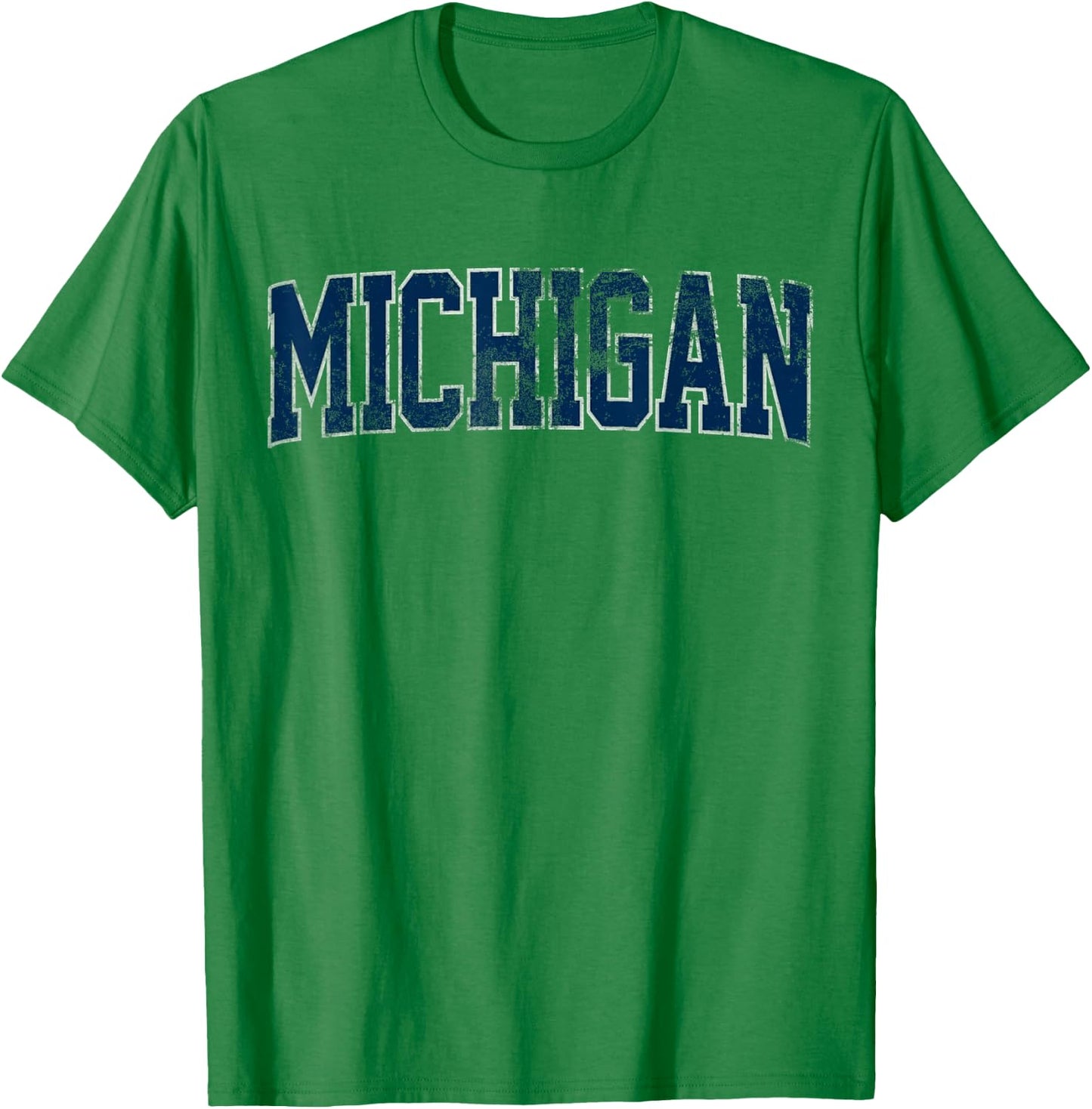 Vintage Michigan Look Maize Blue Men Retro Font Michigan T-Shirt - T-Shirt | Irish Green