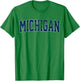 Vintage Michigan Look Maize Blue Men Retro Font Michigan T-Shirt - T-Shirt | Irish Green