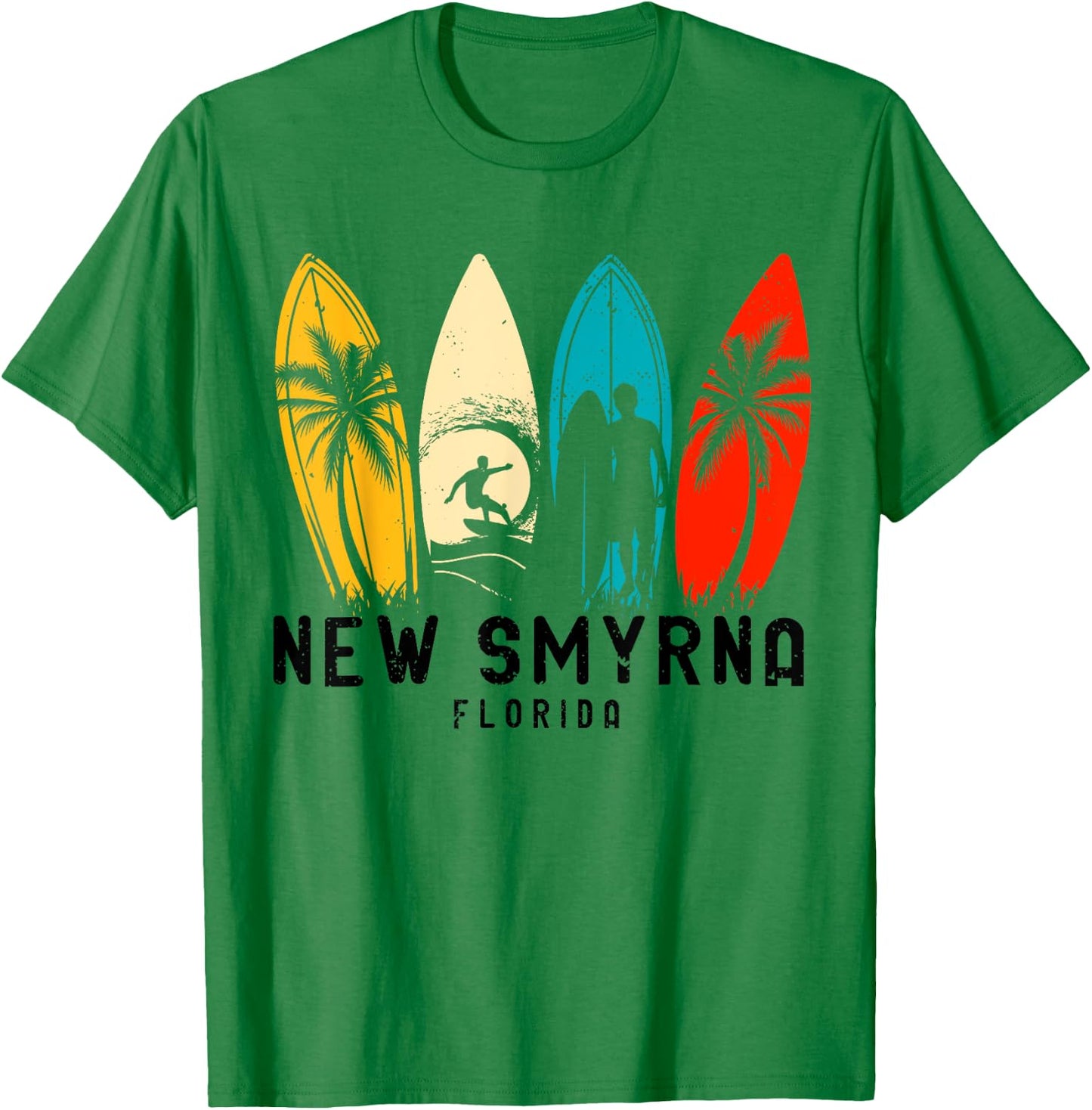 Vintage New Smyrna Beach Florida Surfboarder Men Women Girls Kids T-Shirt - T-Shirt | Irish Green