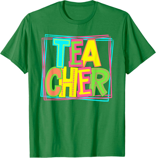 Neon Retro Teacher Cute Teacher Team New Teacher Back to Sch T-Shirt - T-Shirt | Irish Green