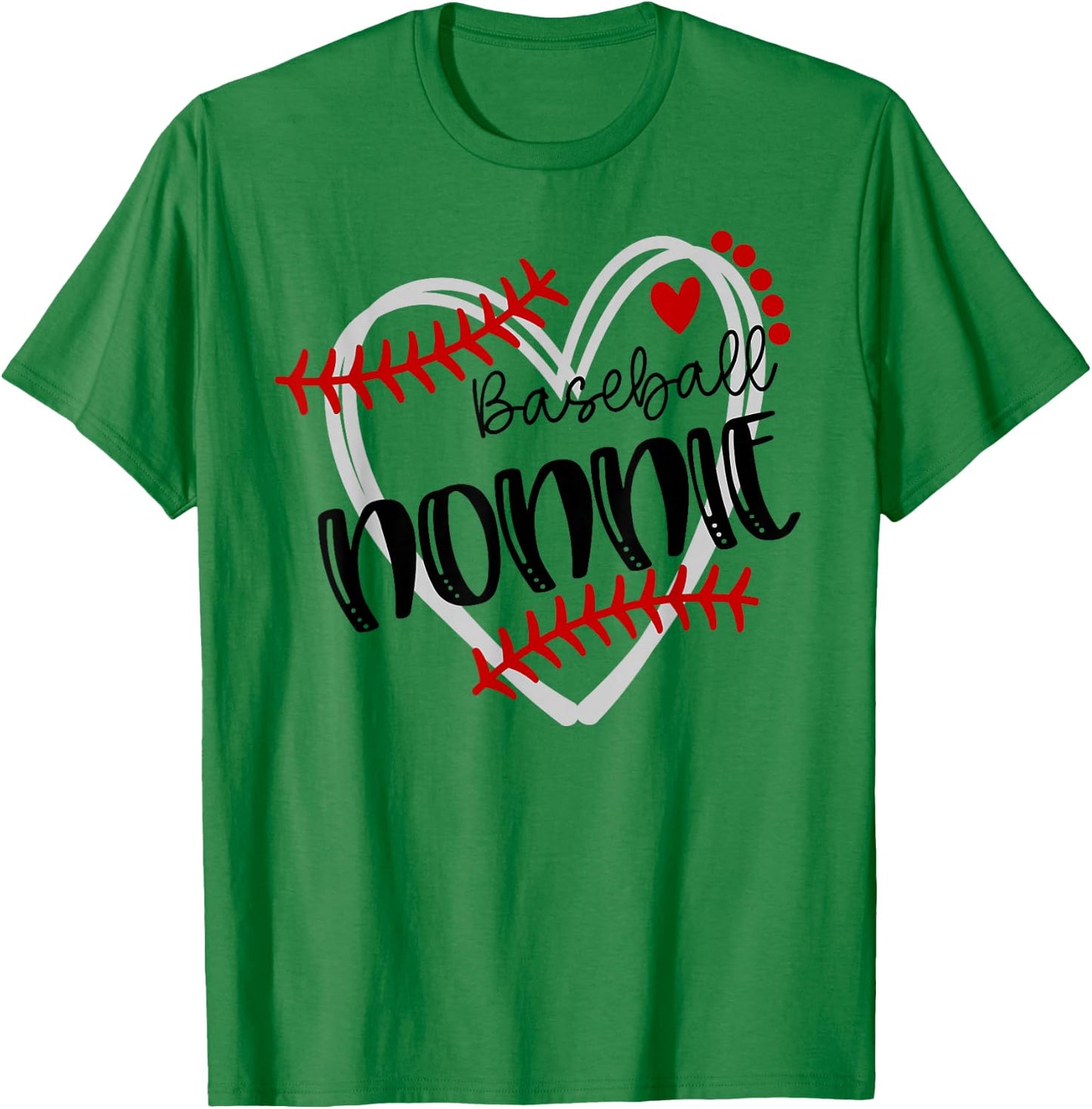 Personalized Baseball Heart Cute Nonnie Women Baseball T-Shirt - T-Shirt | Irish Green