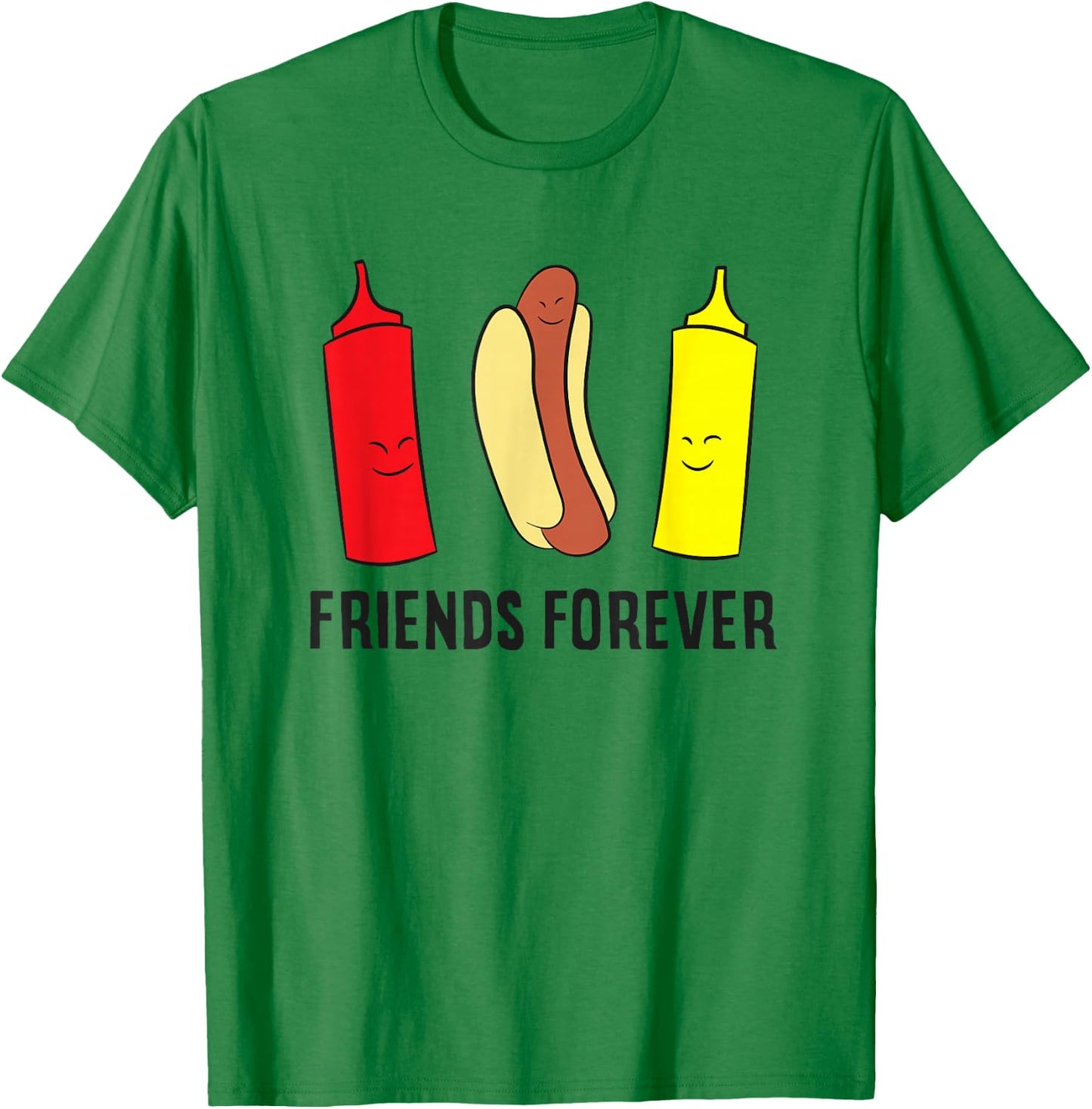 Hotdog Ketchup Mustard Friends Forever Funny Hot Dog T-Shirt - T-Shirt | Irish Green