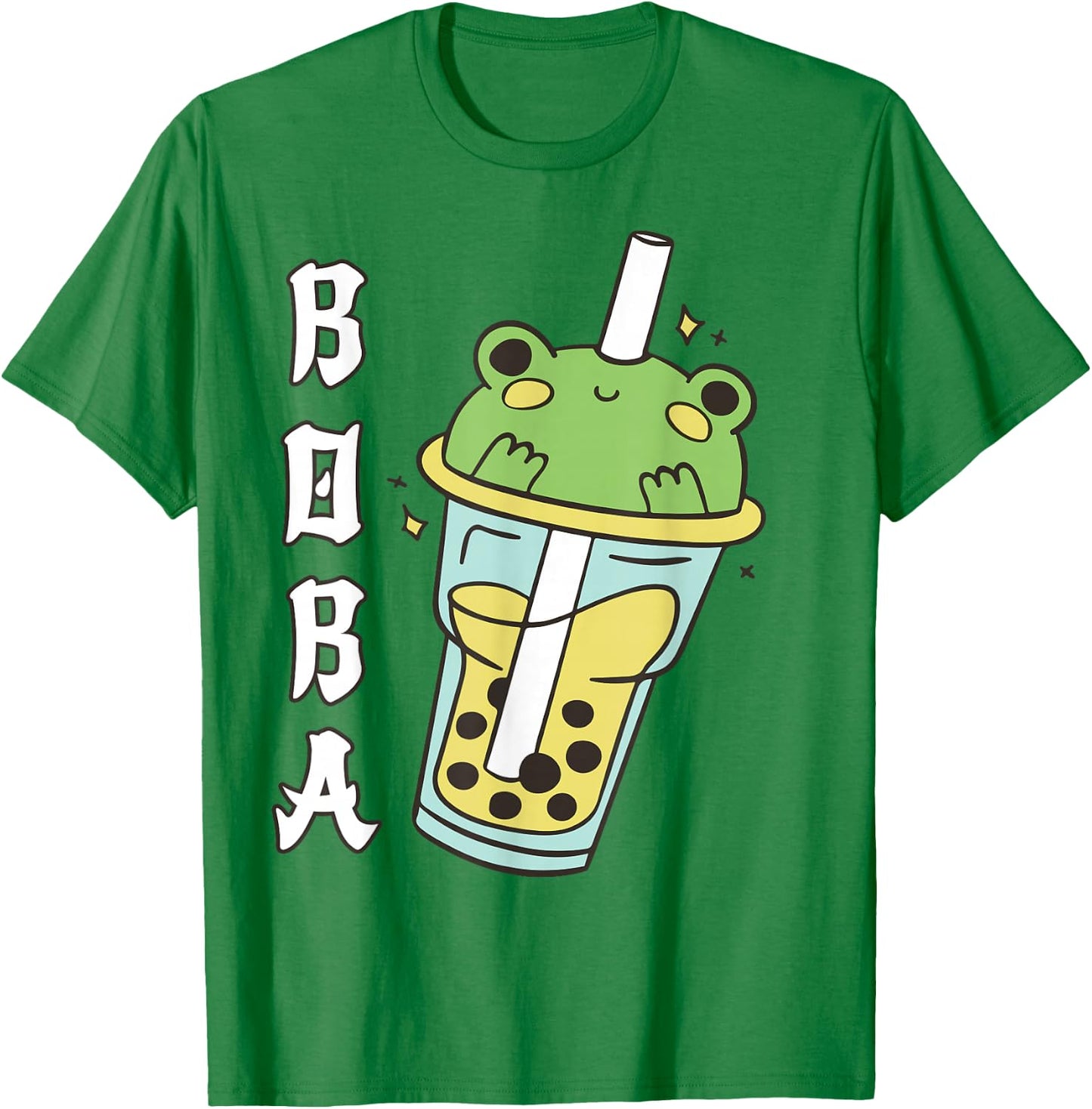 Cute Kawaii Frog Boba Tea Neko Anime Japanese Kids Teen Girl T-Shirt - T-Shirt | Irish Green