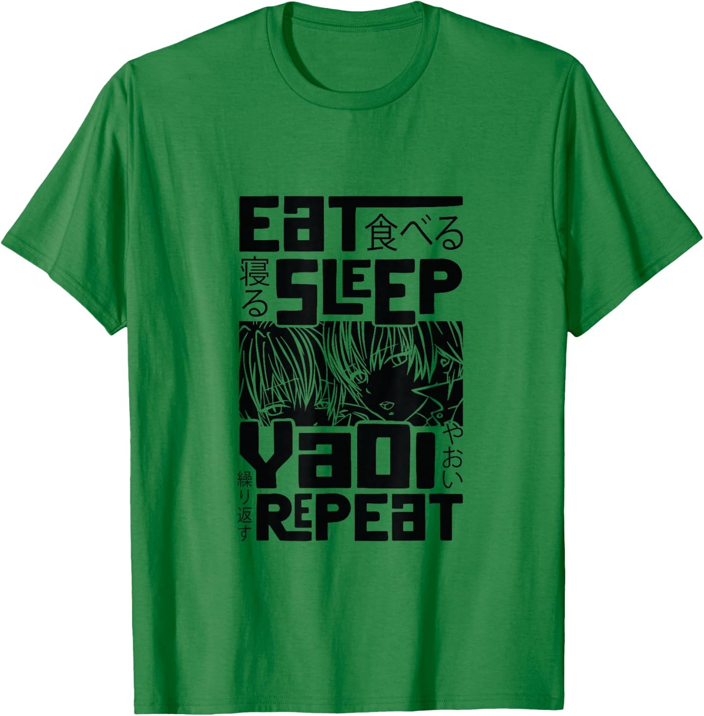 Eat Sleep Yaoi Repeat Gay Anime T-Shirt - T-Shirt | Irish Green