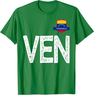 Venezuela Human-Flag Letter V and E and N Venezuela T-Shirt - T-Shirt | Irish Green