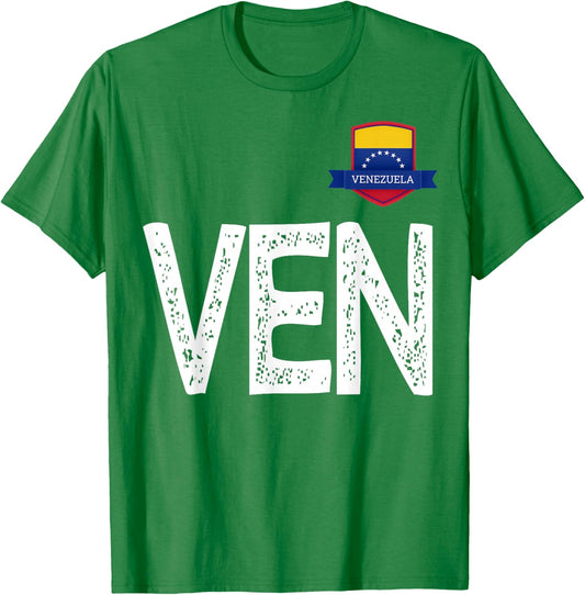 Venezuela Human-Flag Letter V and E and N Venezuela T-Shirt - T-Shirt | Irish Green