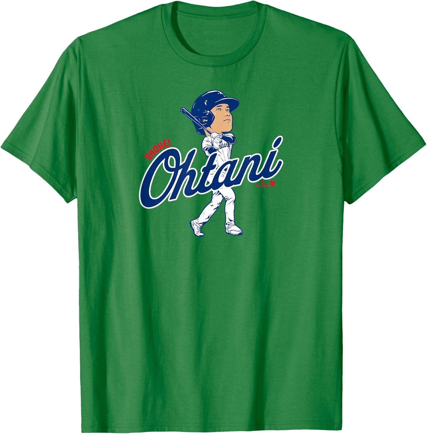 Shohei Ohtani - Batting Caricature - Los Angeles Baseball T-Shirt - T-Shirt | Irish Green
