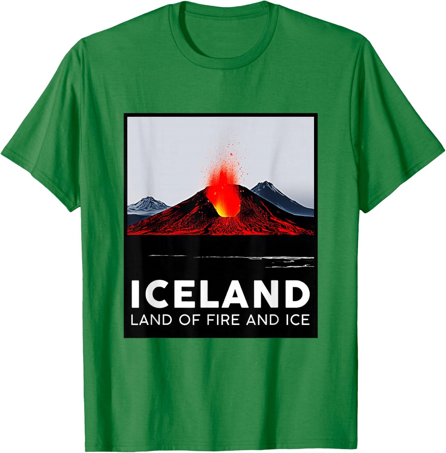 Iceland Volcano Fire Ice Hiking Camping Outdoors Vatnajökull T-Shirt - T-Shirt | Irish Green