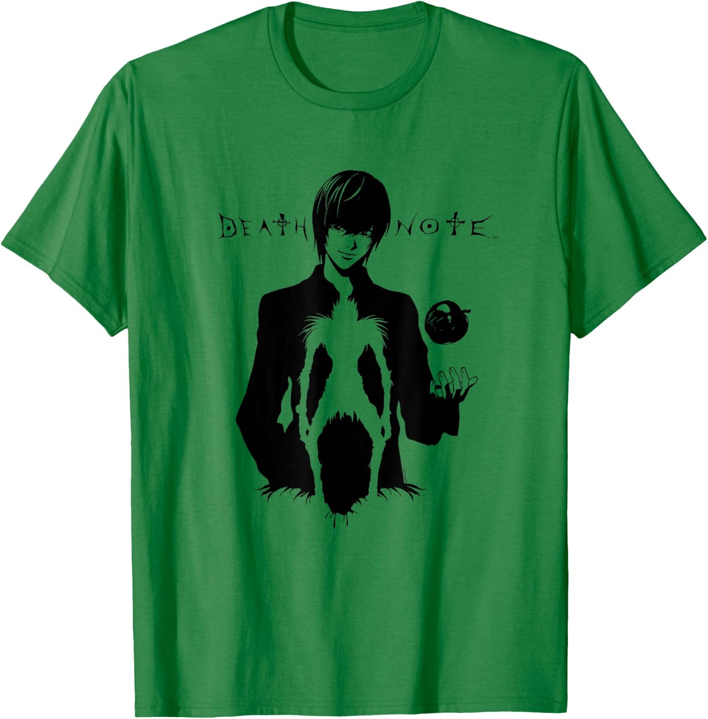 Death Note Light Silhoutte with Ryuk Anime T-Shirt - T-Shirt | Irish Green