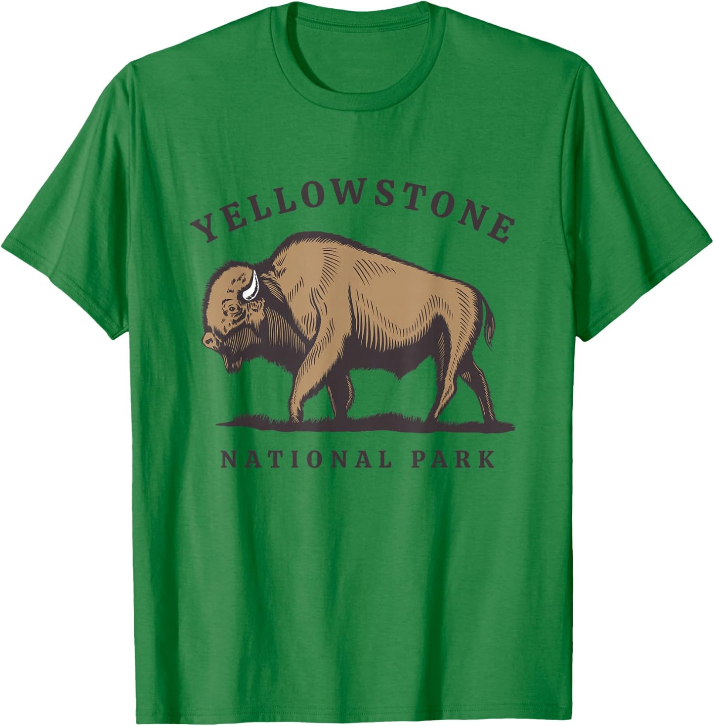 Yellowstone National Park Vintage Buffalo Bison Retro T-Shirt - T-Shirt | Irish Green