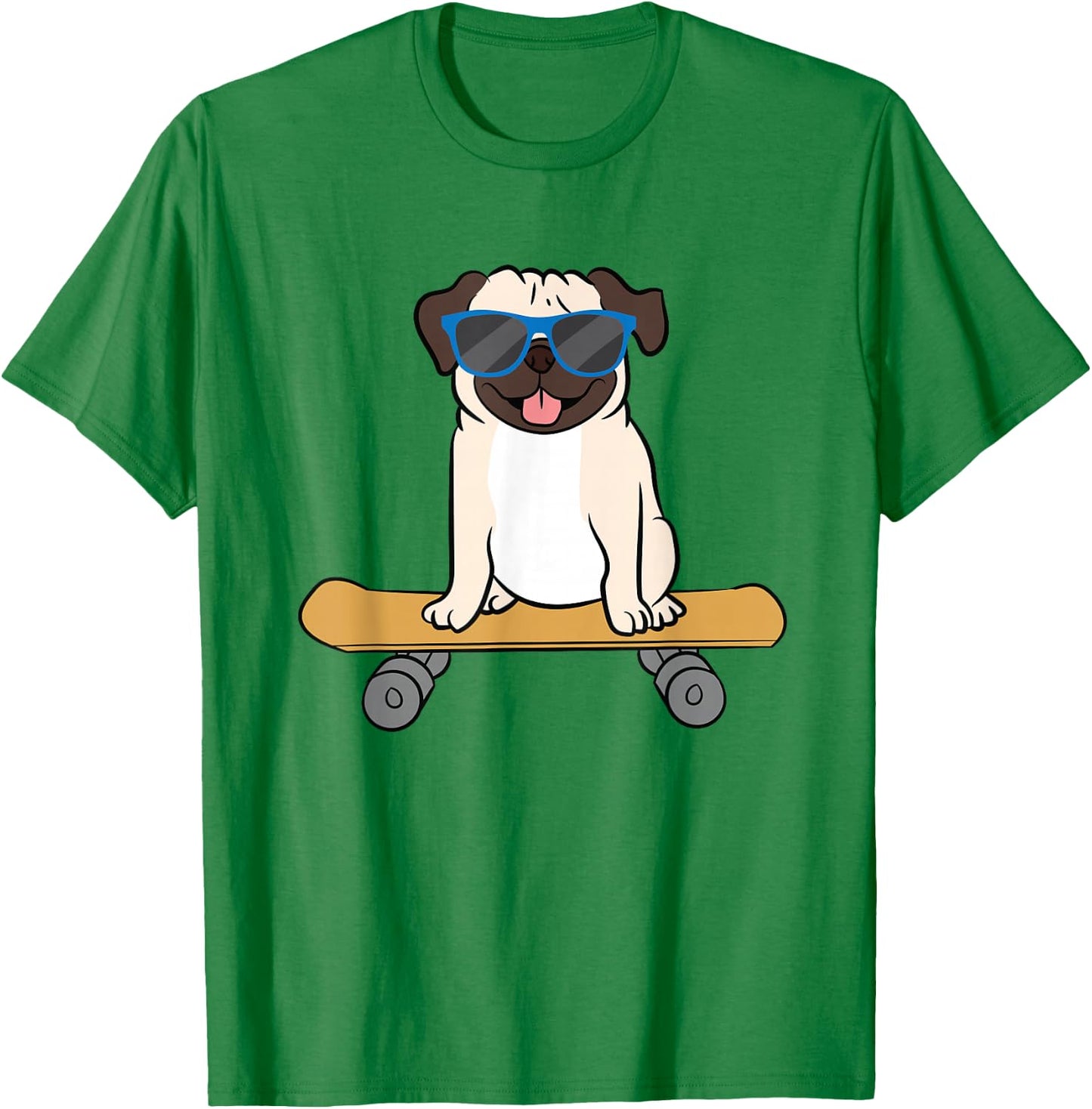 Skateboarding Pug Dog Skateboard Puppy T-Shirt - T-Shirt | Irish Green