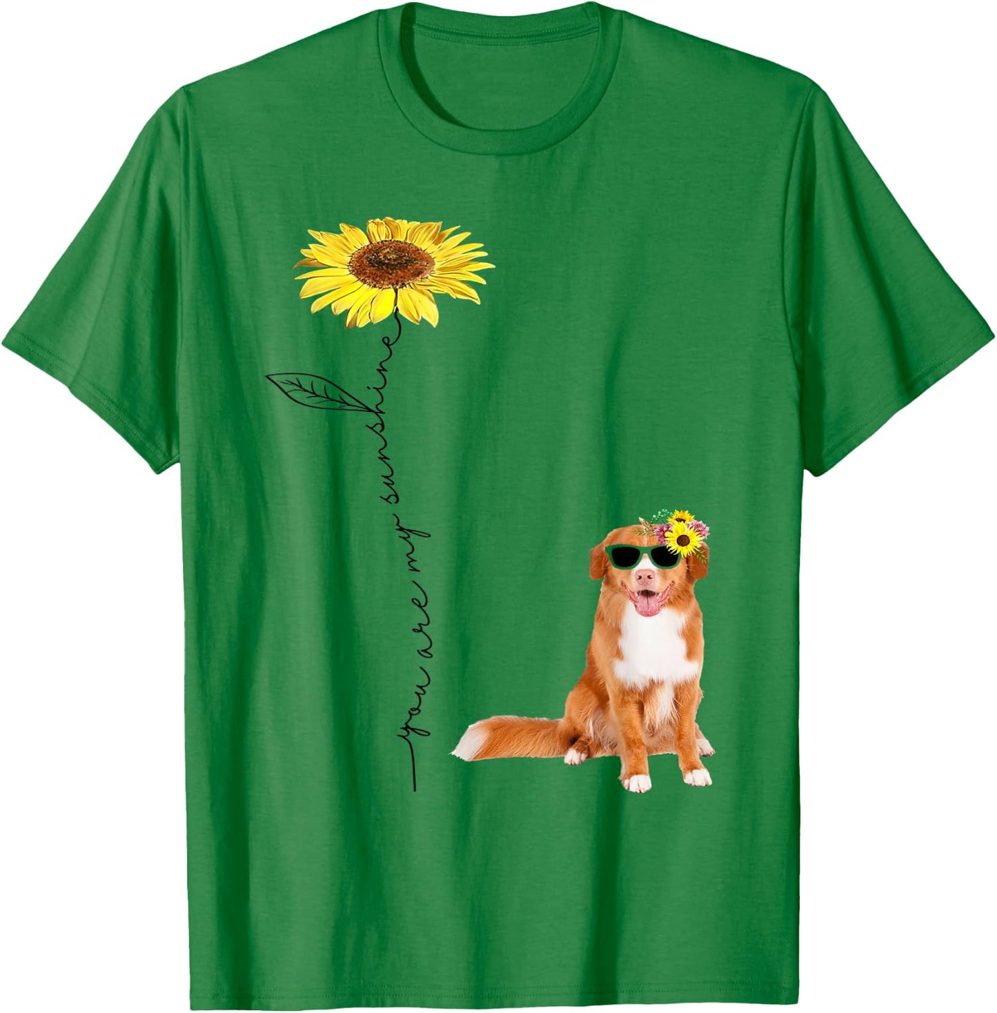 Sunflower and Nova Scotia Duck Tolling Retriever T-Shirt - T-Shirt | Irish Green