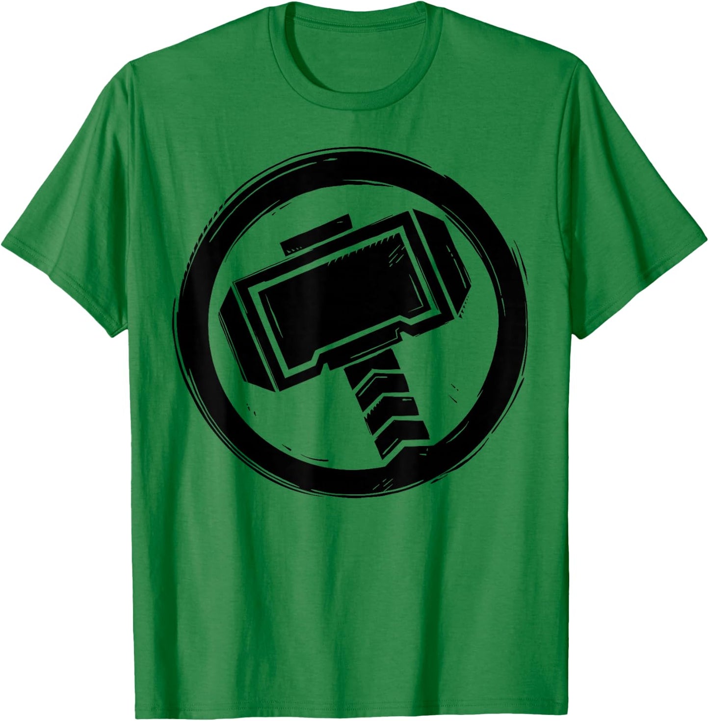 Marvel Thor Woodcut Hammer Logo T-Shirt - T-Shirt | Irish Green