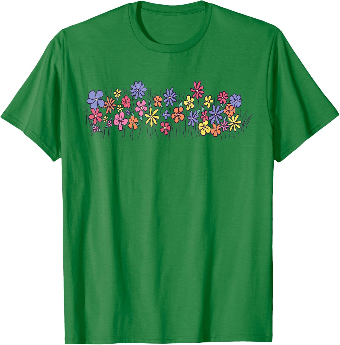 Colourful Flowers T-Shirt - T-Shirt | Irish Green
